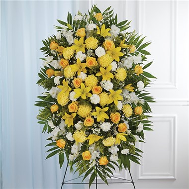 Yellow & White Sympathy Standing Spray
